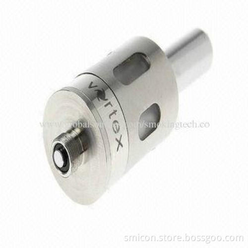 Electronic Cigarette Vortex Atomizer with Stainless Steel and Pyrex Materials